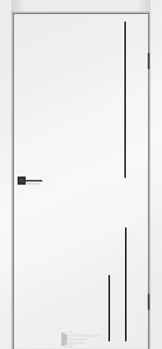 Білі двері KFD Omega-05 (молдинг чорний, білий мат)