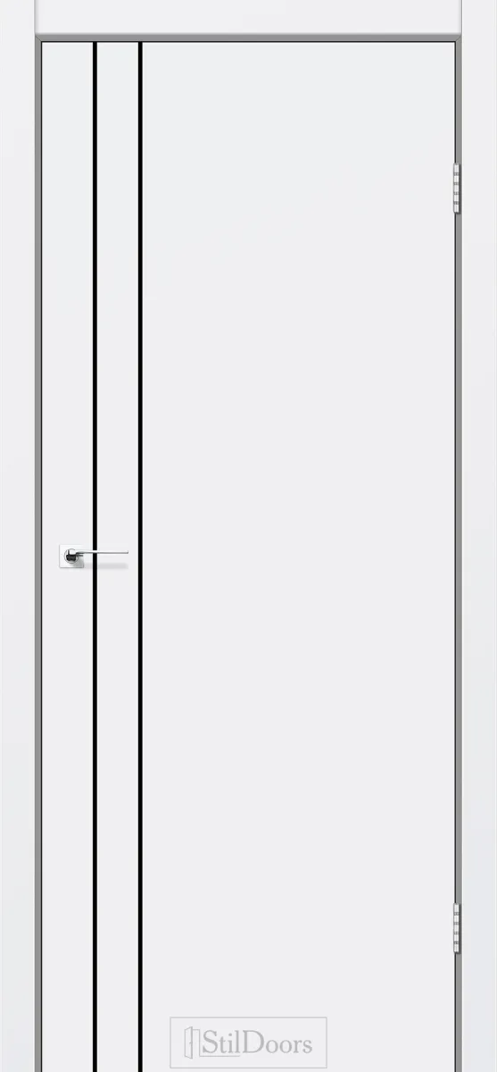 Білі двері StilDoors Loft Line (кромка чорний мат, білий мат)