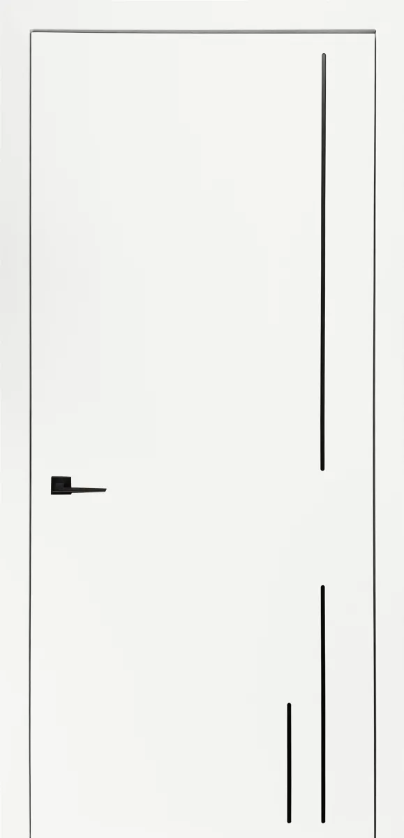 Белые двери Status Doors Trioni (молдинг черный, RAL 9003 белая эмаль)