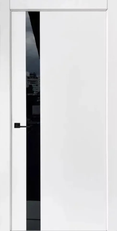 Білі двері Status Doors Ultra Black Glass (скло чорне, RAL 9003 біла емаль)
